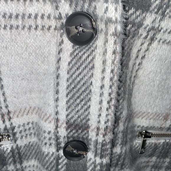 Maurices Gray Plaid Button Front Cardigan Coat Jacket Womens Medium - Picture 4 of 7